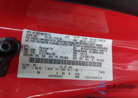 2013 Ford Focus Se from USA, damaged, VIN 1FADP3F24DL149772